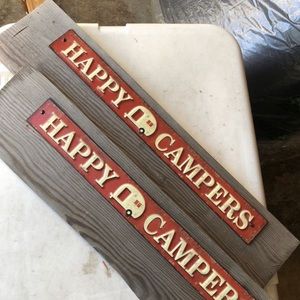 Rustic Barnwood Metal Happy Campers Sign